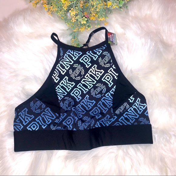 Pink Victoria Secret Ultimate Sports Blue Ombre Bra High-Neck Unlined Sports NWT - Picture 4 of 11